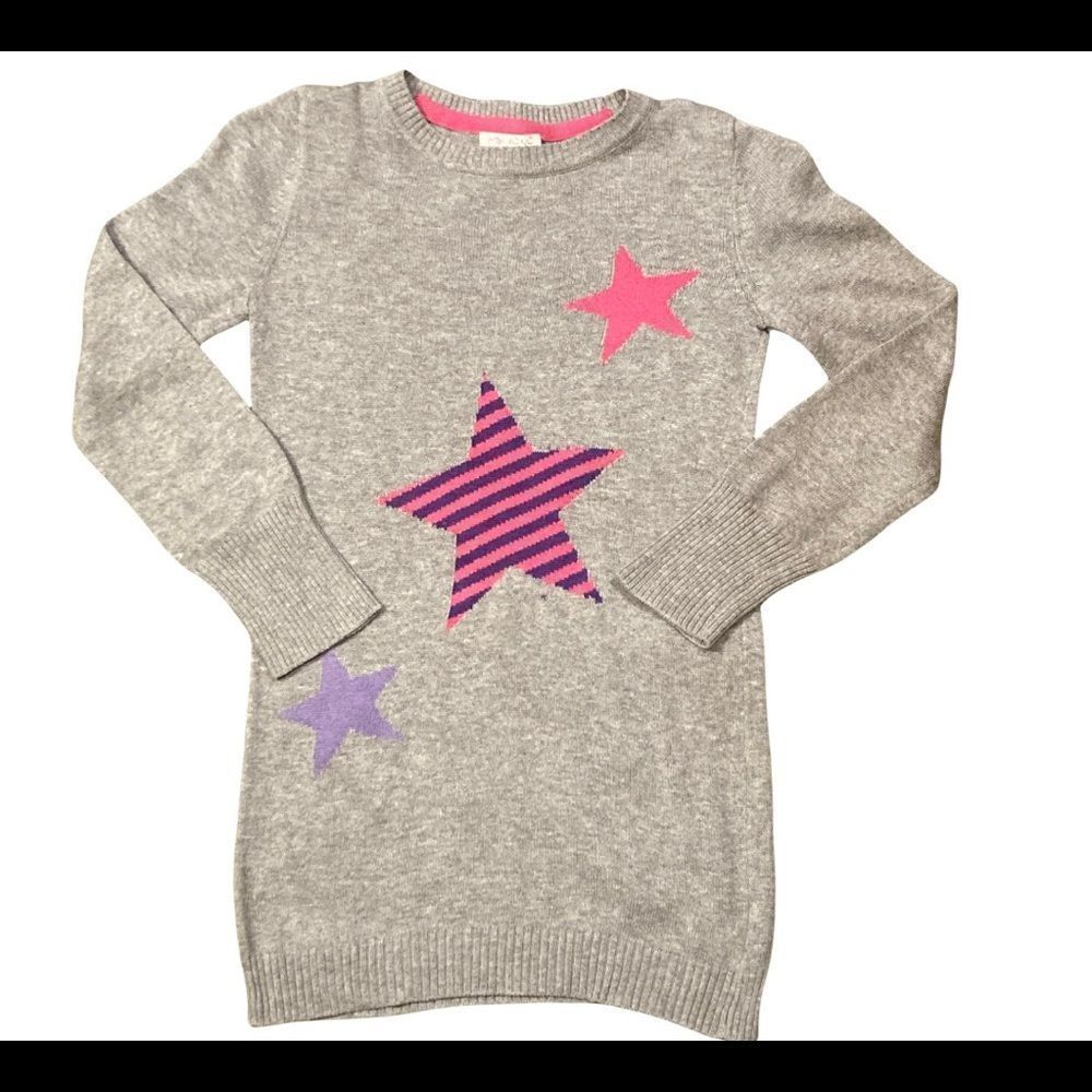 Children’s place girls gray star sweater dress size s 5/6